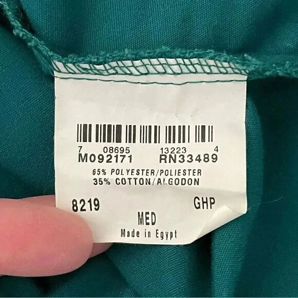 Landau Green V Neck Cotton Unisex Short Sleeves Scrub Top SZ M - Picture 8 of 11